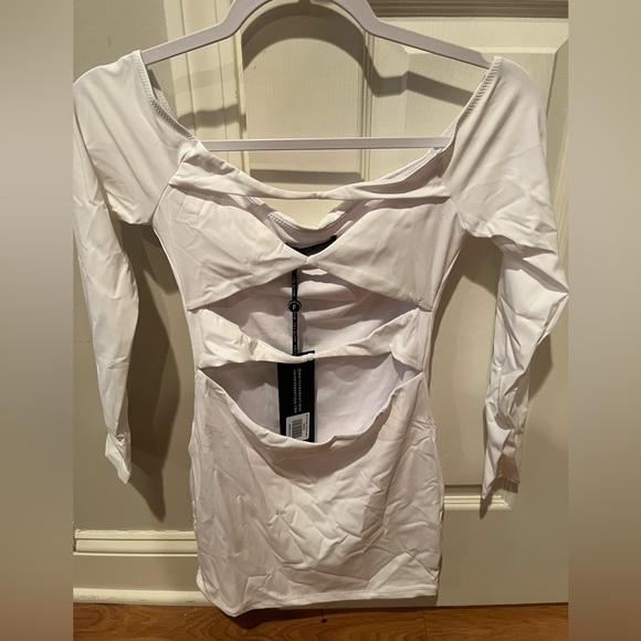 With You Long Sleeve Mini Dress - White - Picture 3 of 6